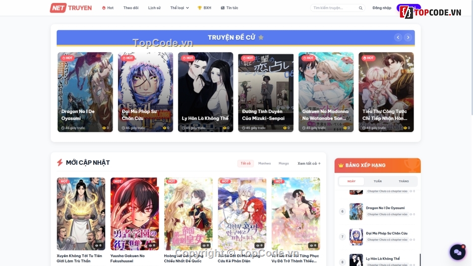 Code truyện tranh,Web đọc truyện,Web Đọc Truyện Tranh Nettruyen Clone,Code Web Đọc Truyện Tranh